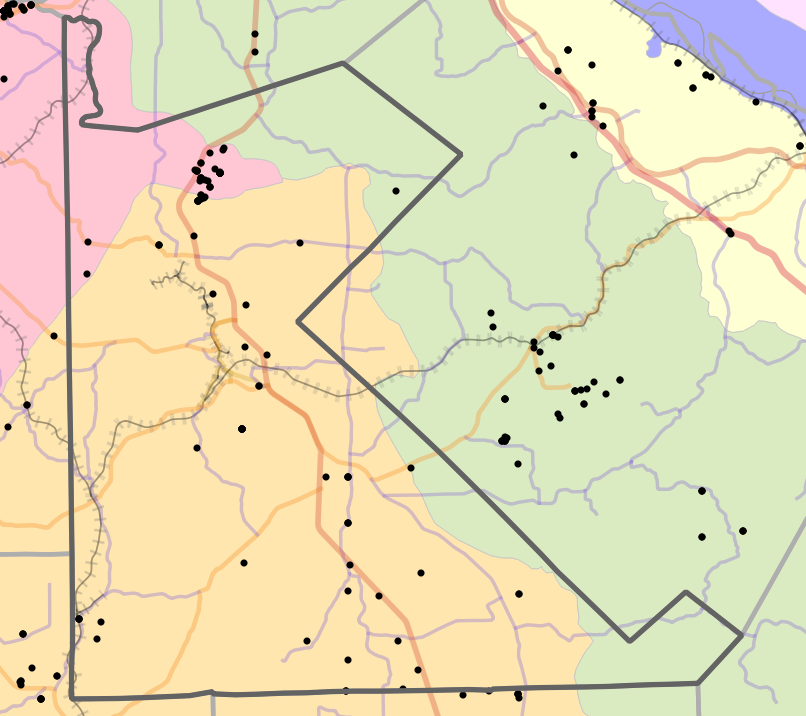 Level IV Ecoregion locality map for Saint Francois County, Missouri