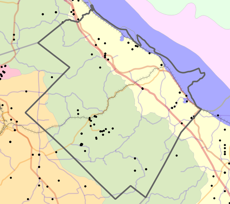 Level IV Ecoregion locality map for Sainte Genevieve County, Missouri