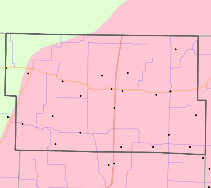 Level IV Ecoregion locality map for Worth County, Missouri