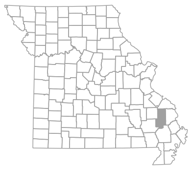 Locator map for Bollinger County, Missouri