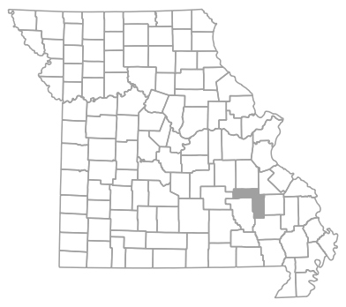 Locator map for Iron County, Missouri