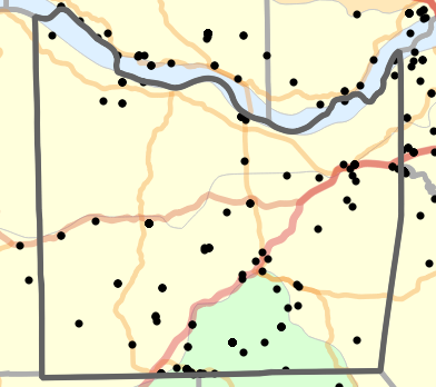 Natural divisions and sections locality map for Franklin County, Missouri
