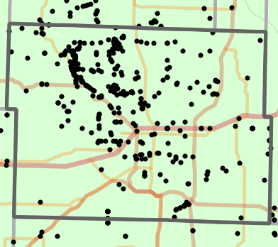 Natural divisions and sections locality map for Greene County, Missouri