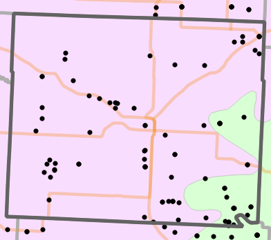 Natural divisions and sections locality map for Henry County, Missouri