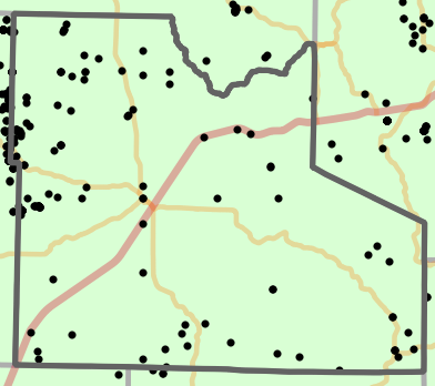 Natural divisions and sections locality map for Laclede County, Missouri