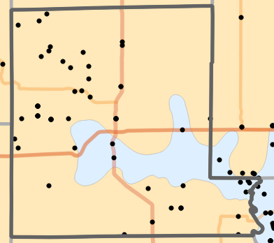 Natural divisions and sections locality map for Livingston County, Missouri