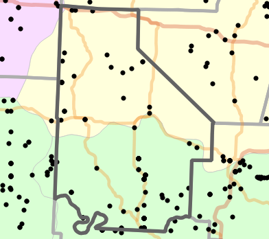 Natural divisions and sections locality map for Morgan County, Missouri