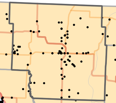 Natural divisions and sections locality map for Nodaway County, Missouri