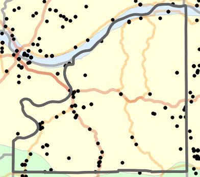 Natural divisions and sections locality map for Osage County, Missouri