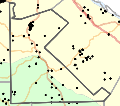 Natural divisions and sections locality map for Saint Francois County, Missouri