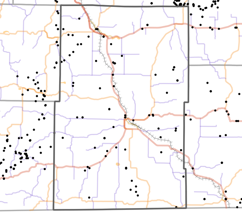 Presettlement prairie locality map for Howell County, Missouri