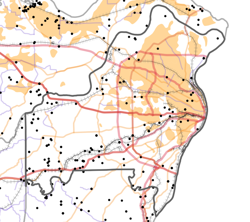 Presettlement prairie locality map for Saint Louis County, Missouri