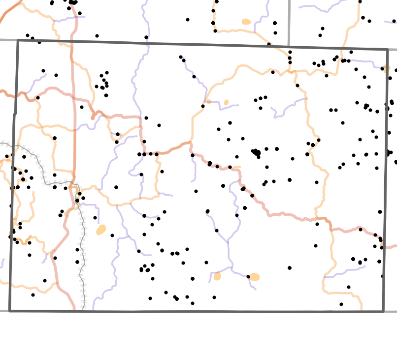 Presettlement prairie locality map for Taney County, Missouri