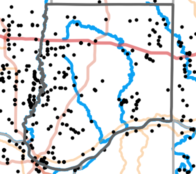 Major rivers locality map for Callaway County, Missouri