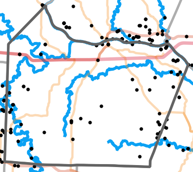 Major rivers locality map for Cooper County, Missouri