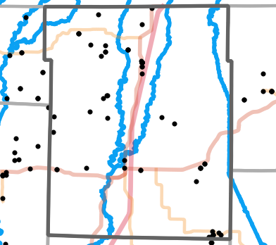Major rivers locality map for Harrison County, Missouri