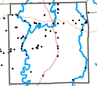 Major rivers locality map for Madison County, Missouri