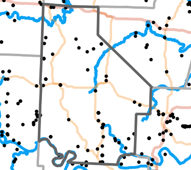 Major rivers locality map for Morgan County, Missouri
