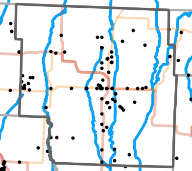 Major rivers locality map for Nodaway County, Missouri