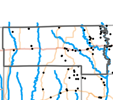 Major rivers locality map for Putnam County, Missouri