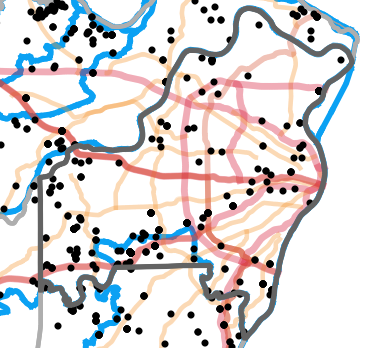 Major rivers locality map for Saint Louis County, Missouri