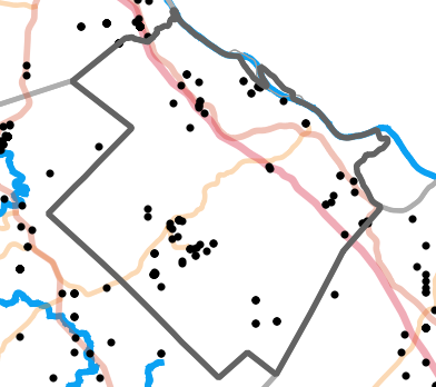 Major rivers locality map for Sainte Genevieve County, Missouri