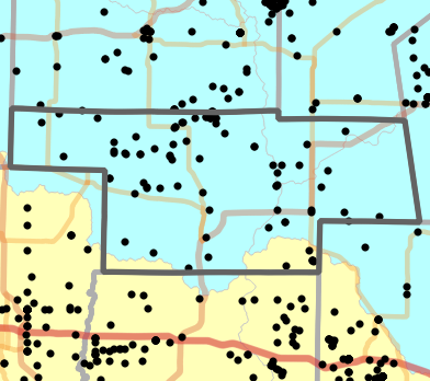 Major watersheds locality map for Audrain County, Missouri