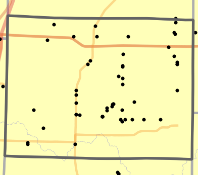 Major watersheds locality map for Caldwell County, Missouri