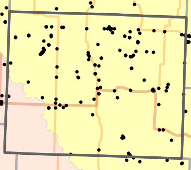 Major watersheds locality map for Dade County, Missouri