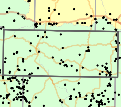 Major watersheds locality map for Douglas County, Missouri