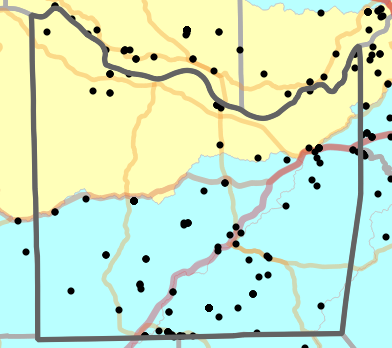 Major watersheds locality map for Franklin County, Missouri