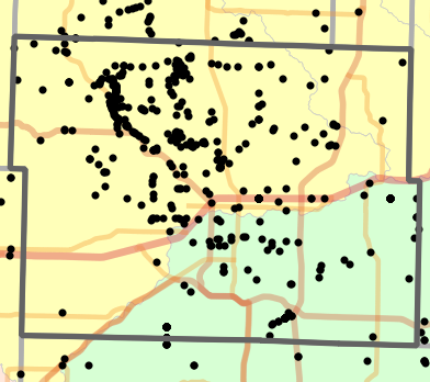Major watersheds locality map for Greene County, Missouri
