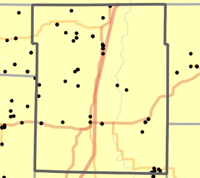 Major watersheds locality map for Harrison County, Missouri
