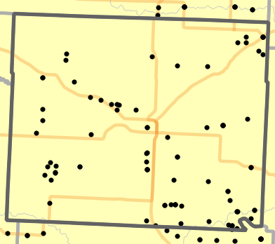 Major watersheds locality map for Henry County, Missouri