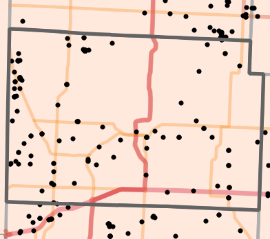 Major watersheds locality map for Jasper County, Missouri