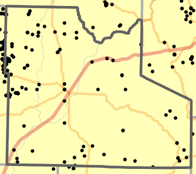 Major watersheds locality map for Laclede County, Missouri