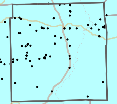 Major watersheds locality map for Madison County, Missouri