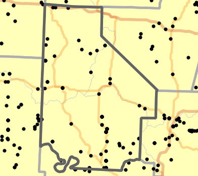 Major watersheds locality map for Morgan County, Missouri