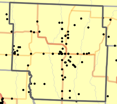 Major watersheds locality map for Nodaway County, Missouri