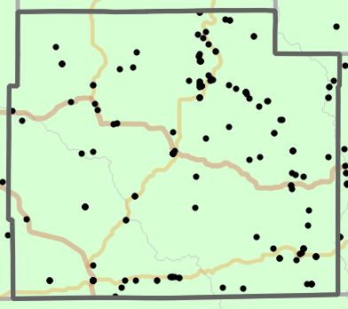 Major watersheds locality map for Oregon County, Missouri