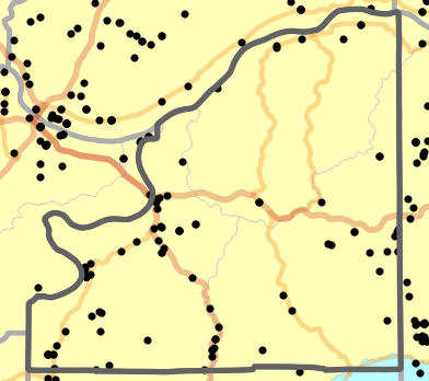 Major watersheds locality map for Osage County, Missouri