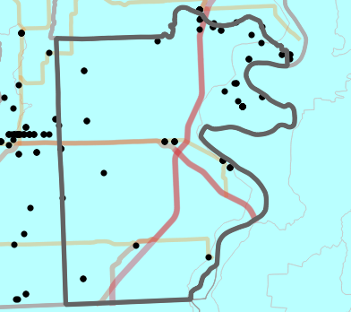 Major watersheds locality map for Pemiscot County, Missouri