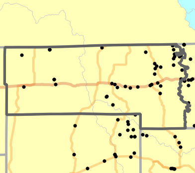 Major watersheds locality map for Putnam County, Missouri