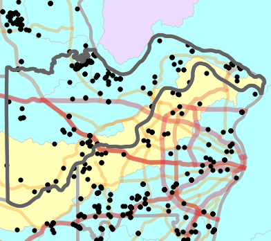 Major watersheds locality map for Saint Charles County, Missouri