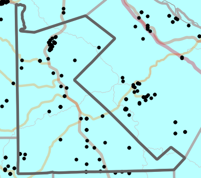 Major watersheds locality map for Saint Francois County, Missouri