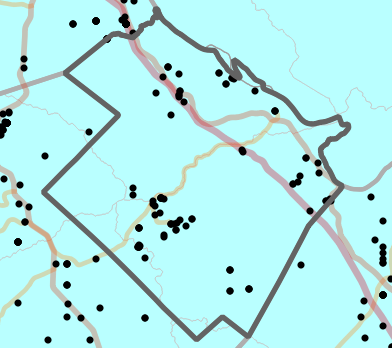 Major watersheds locality map for Sainte Genevieve County, Missouri
