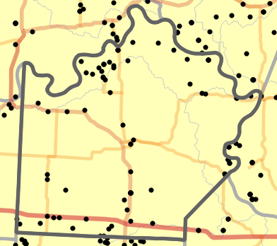 Major watersheds locality map for Saline County, Missouri