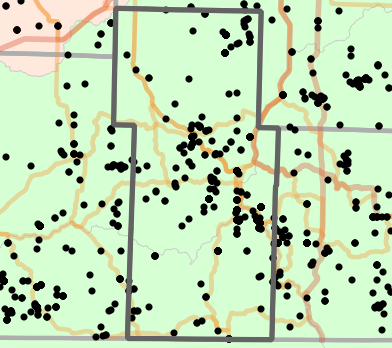 Major watersheds locality map for Stone County, Missouri