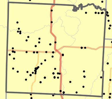 Major watersheds locality map for Vernon County, Missouri