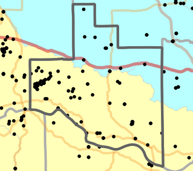 Major watersheds locality map for Warren County, Missouri